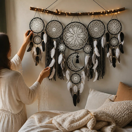 Bohemian Cotton Macrame Moon Dreamcatcher (Set of 5)