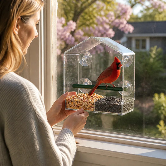 Clear Weatherproof Suction-Cup Window Bird Feeder