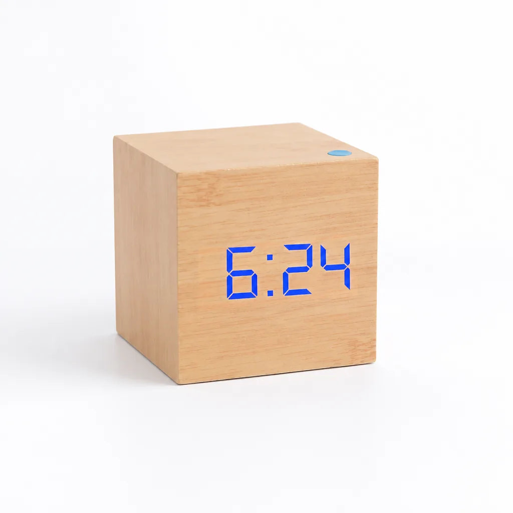 Cube-Shaped Digital LED Alarm Clock (Time, Date & Temperature Display)