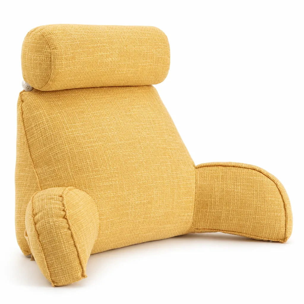Ergonomic Cotton-Blend Back Cushion with Adjustable Headrest and Armrests