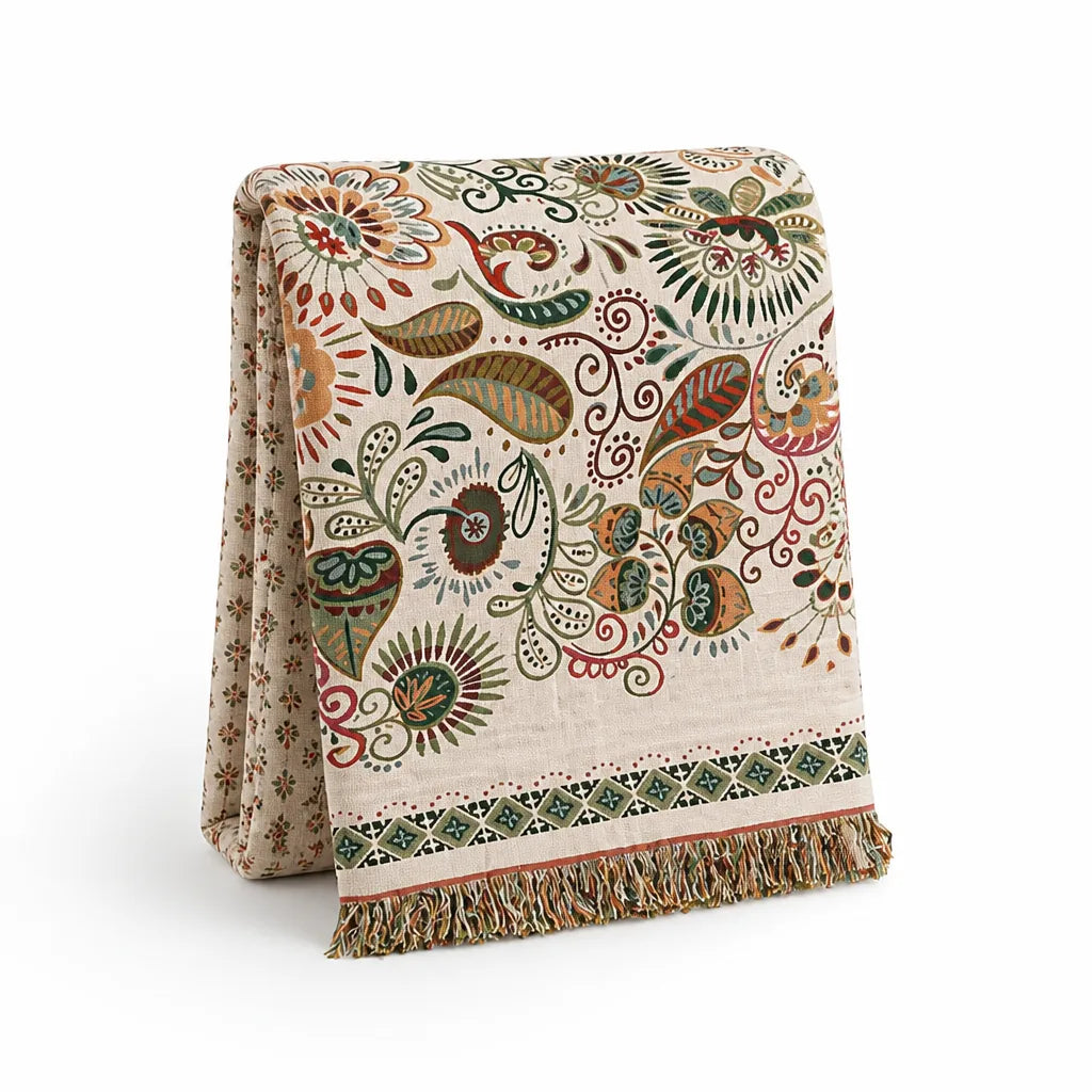 Reversible Boho Floral Cotton Gauze Blanket