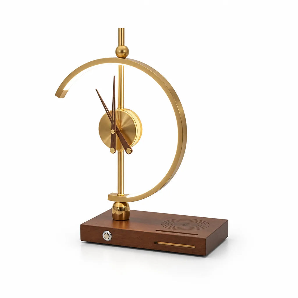 Adjustable LED Qi Wireless Charger Desk Lamp Clock