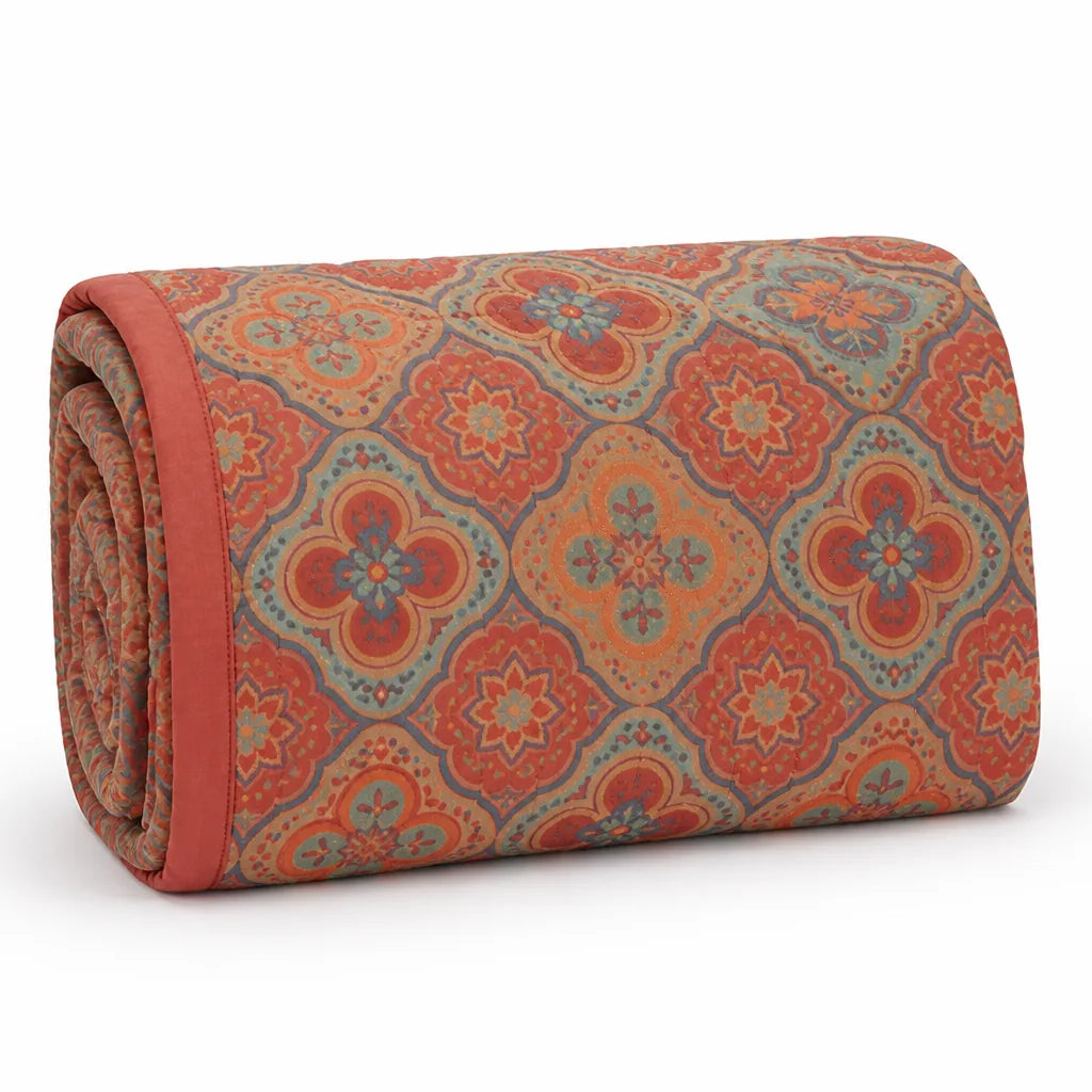 All-Season Reversible Cotton Petal Flower Quilt