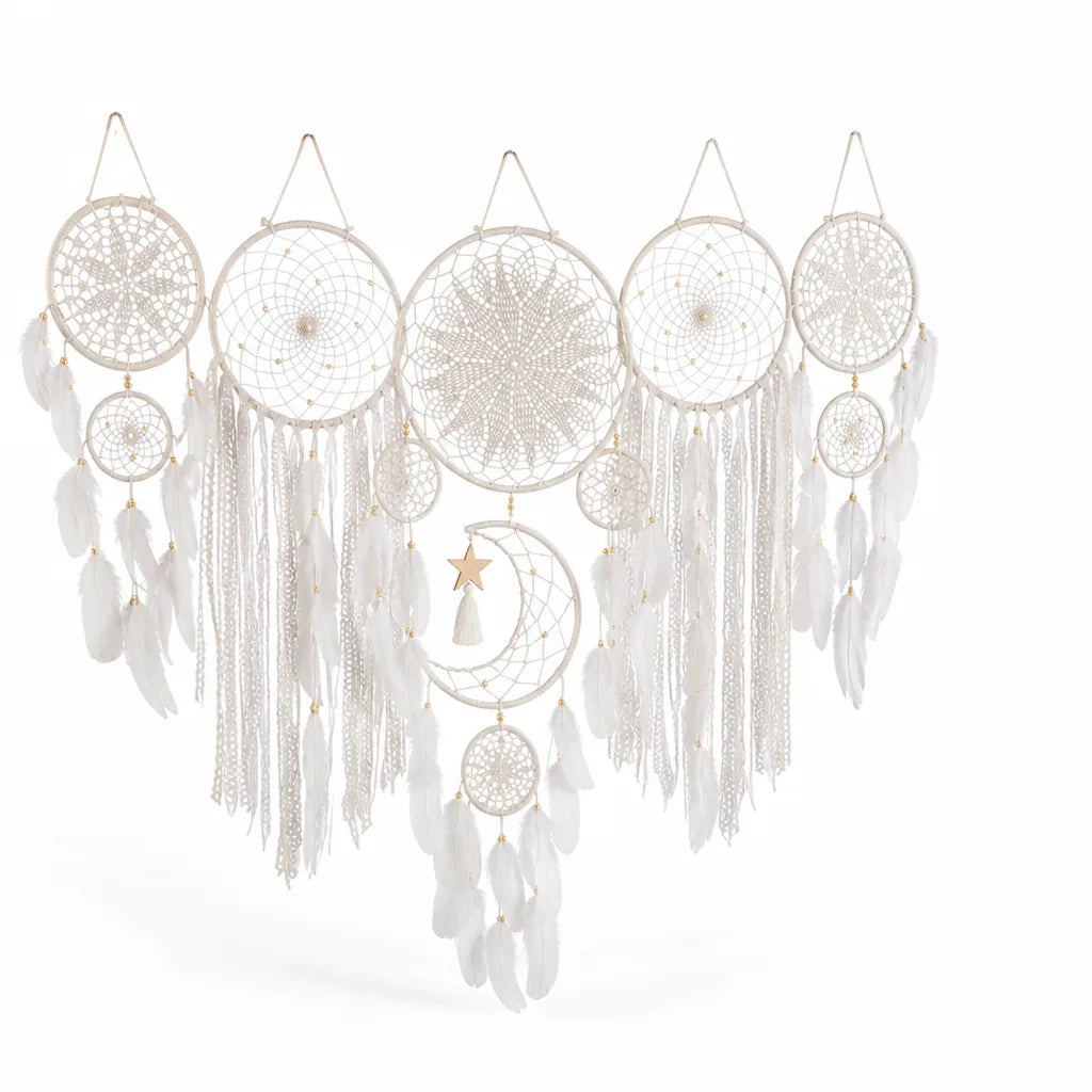Bohemian Cotton Macrame Moon Dreamcatcher (Set of 5)