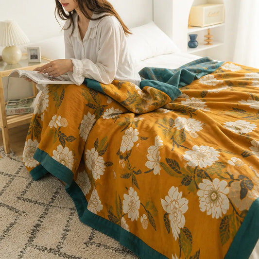 Boho Floral Reversible Cotton Quilt (Machine Washable)