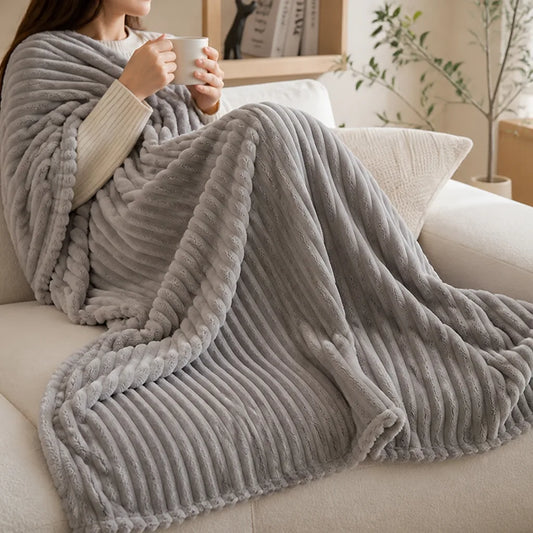 Breathable Plaid Fleece Throw Blanket