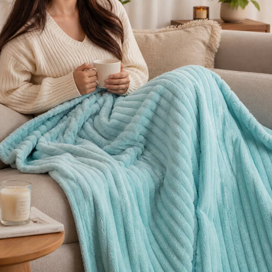 Brushed Texture Machine Washable Flannel Blanket