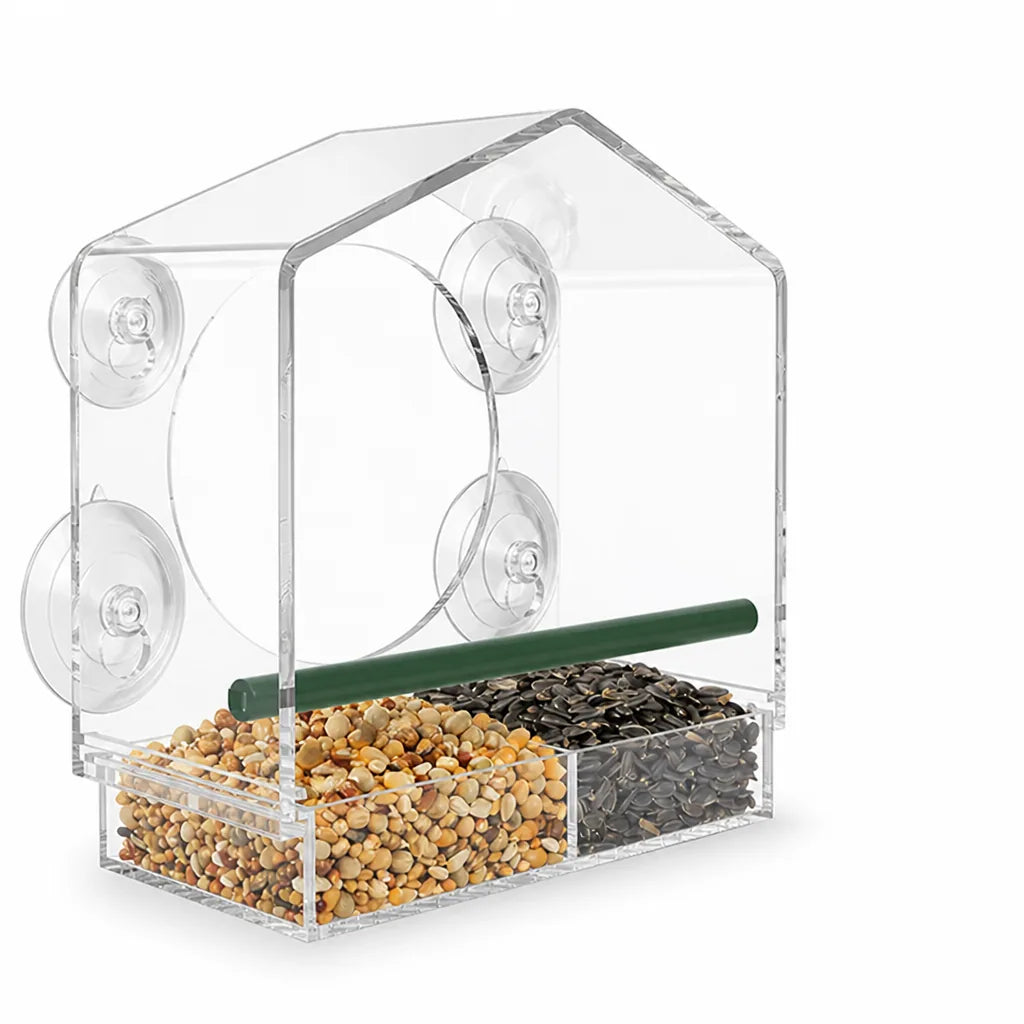 Clear Weatherproof Suction-Cup Window Bird Feeder