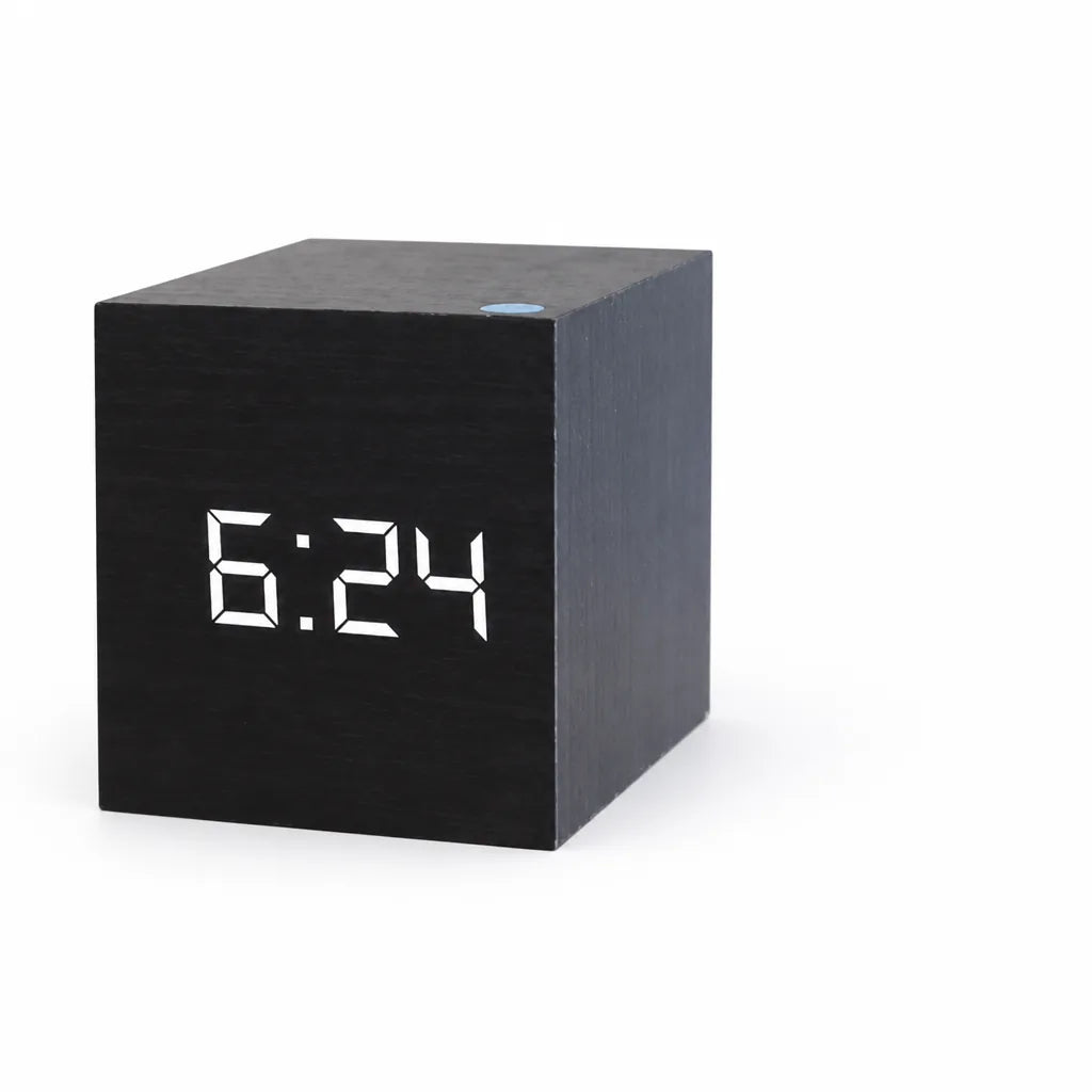 Cube-Shaped Digital LED Alarm Clock (Time, Date & Temperature Display)