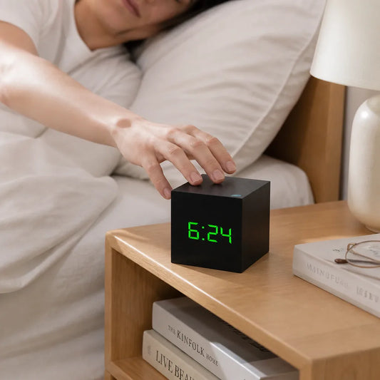 Cube-Shaped Digital LED Alarm Clock (Time, Date & Temperature Display)
