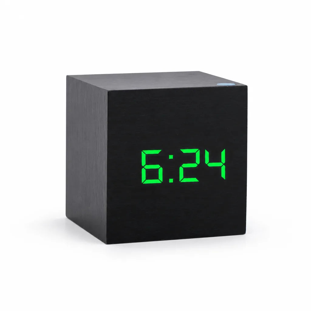 Cube-Shaped Digital LED Alarm Clock (Time, Date & Temperature Display)