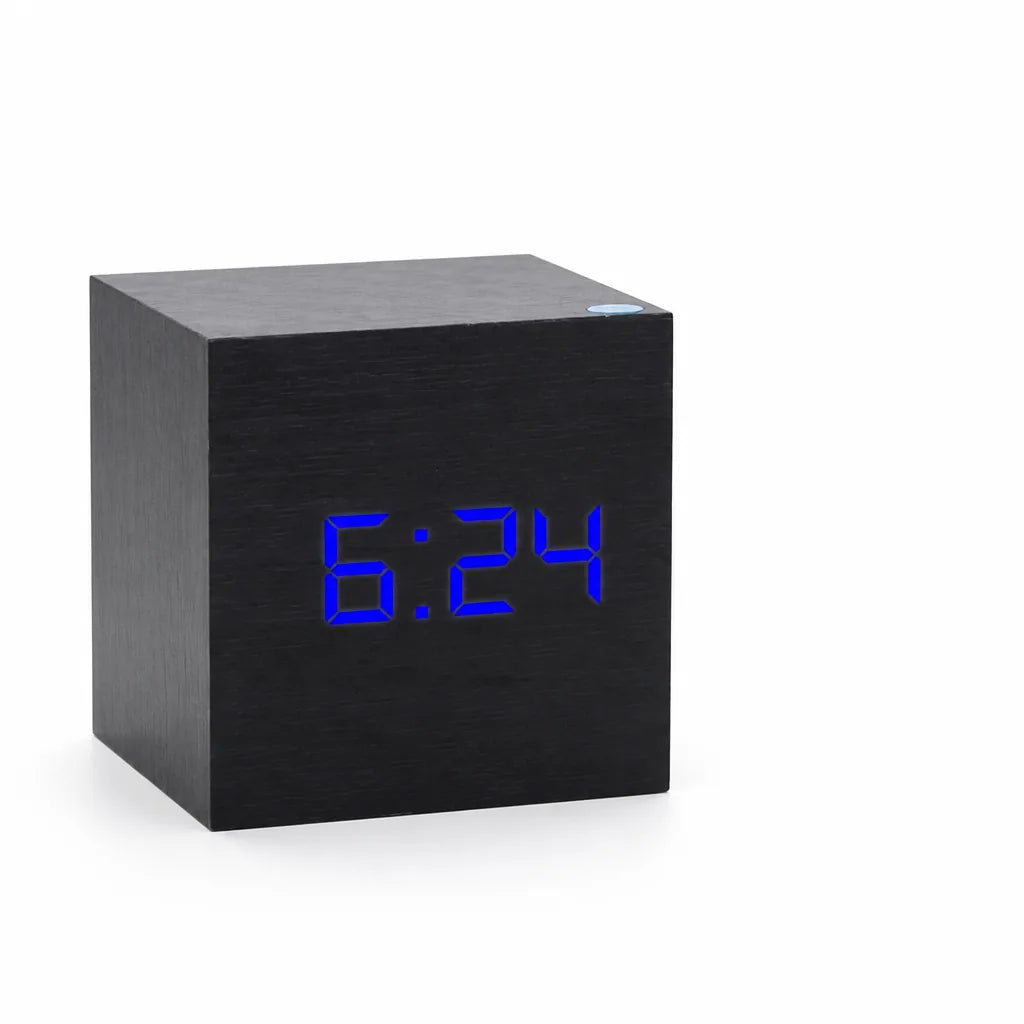 Cube-Shaped Digital LED Alarm Clock (Time, Date & Temperature Display)