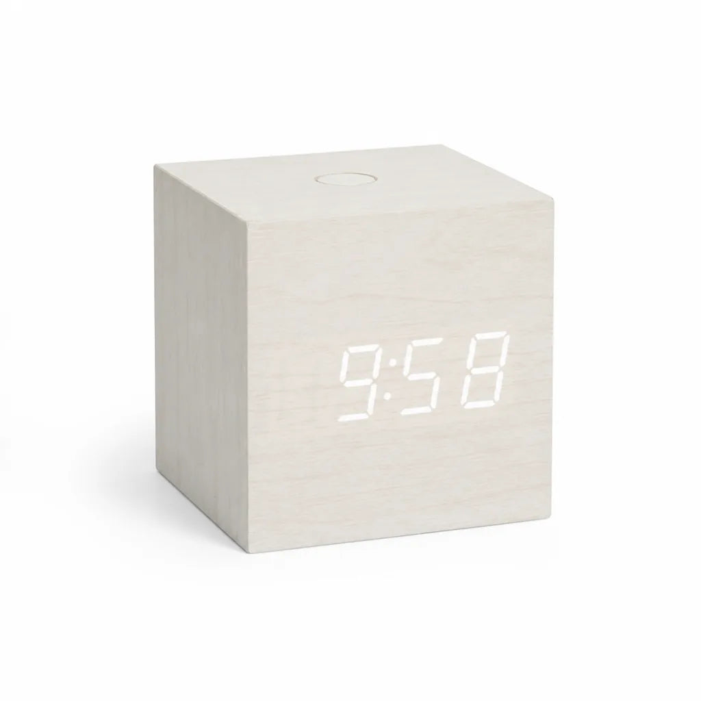 Cube-Shaped Digital LED Alarm Clock (Time, Date & Temperature Display)