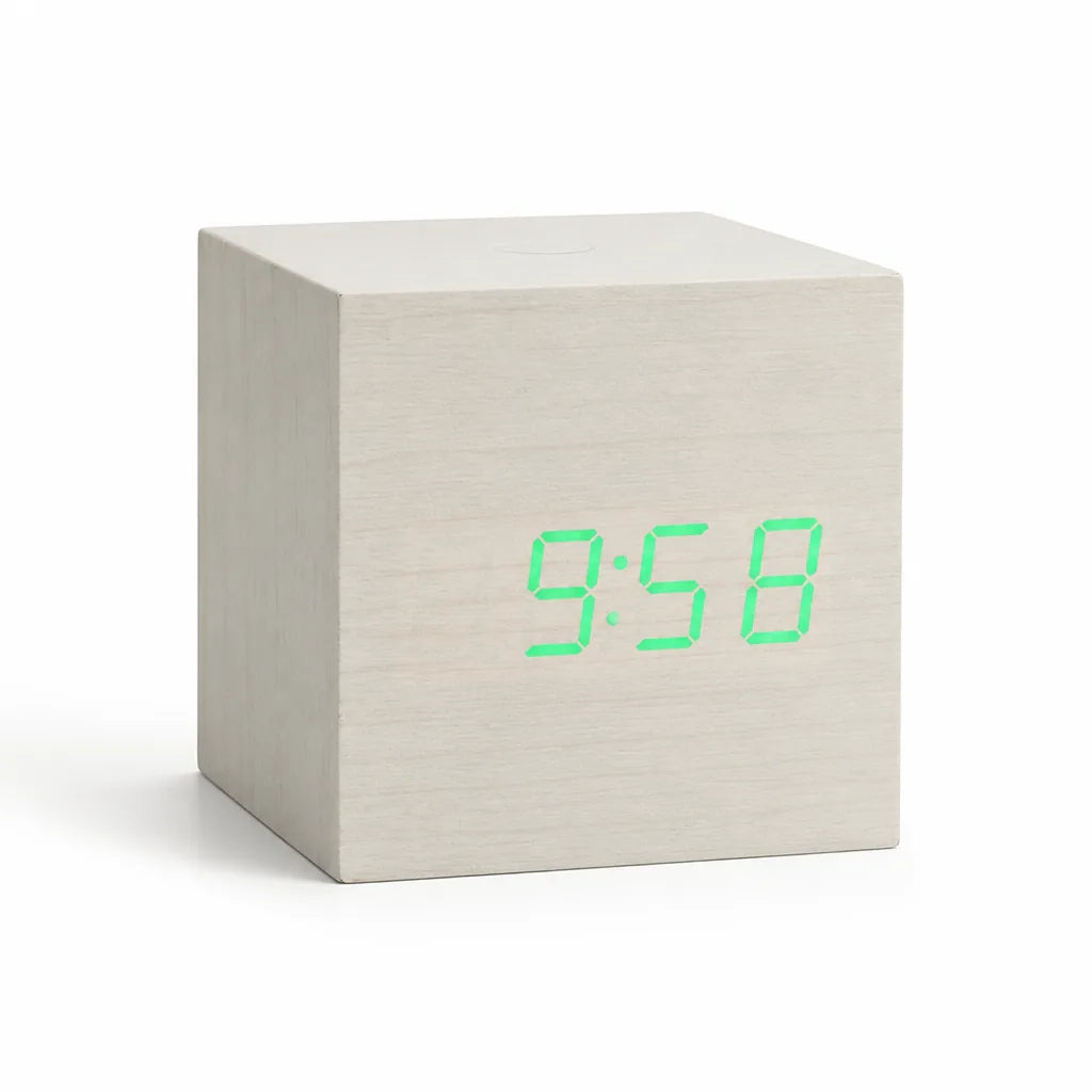 Cube-Shaped Digital LED Alarm Clock (Time, Date & Temperature Display)