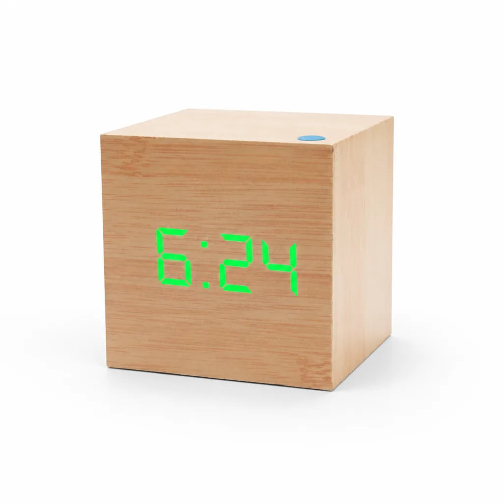 Cube-Shaped Digital LED Alarm Clock (Time, Date & Temperature Display)