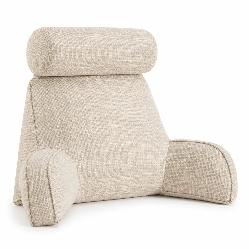 Ergonomic Cotton-Blend Back Cushion with Adjustable Headrest and Armrests