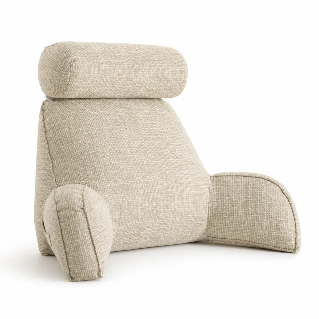 Ergonomic Cotton-Blend Back Cushion with Adjustable Headrest and Armrests