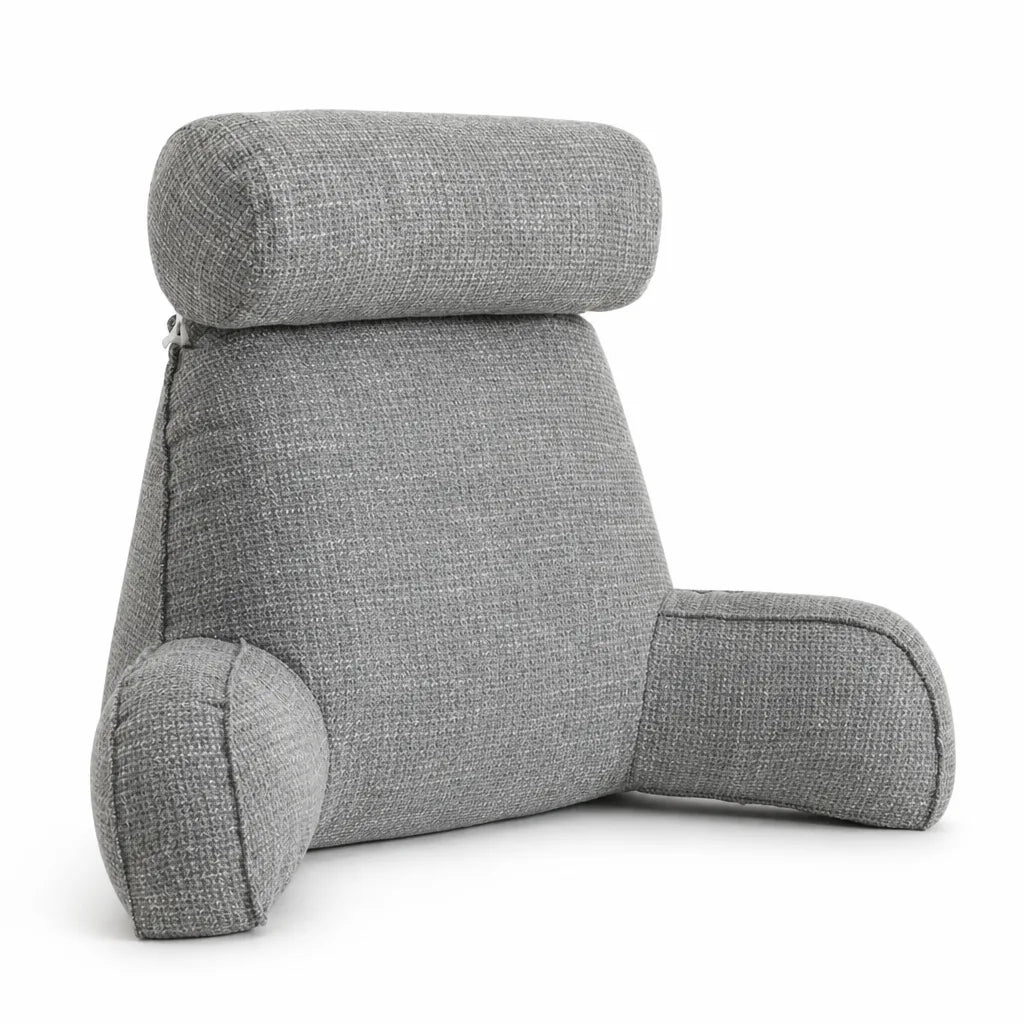 Ergonomic Cotton-Blend Back Cushion with Adjustable Headrest and Armrests