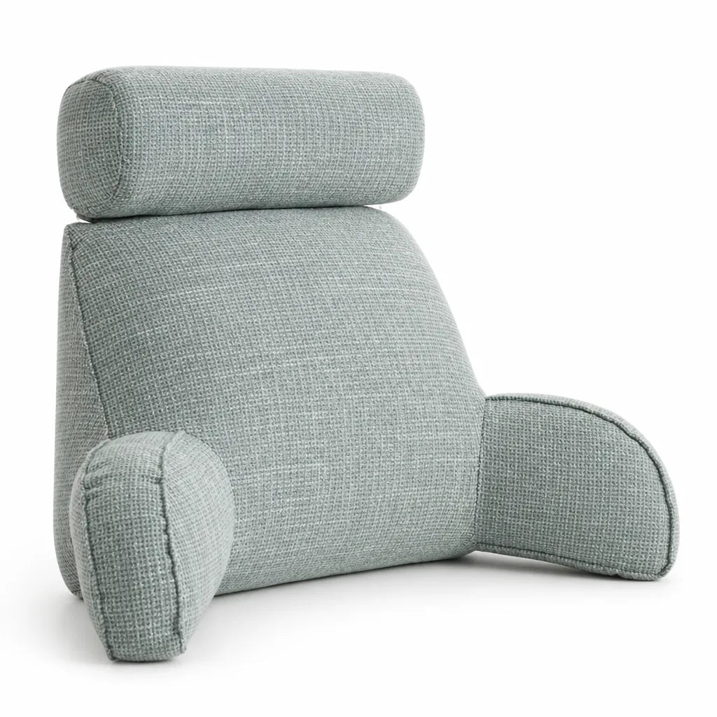 Ergonomic Cotton-Blend Back Cushion with Adjustable Headrest and Armrests