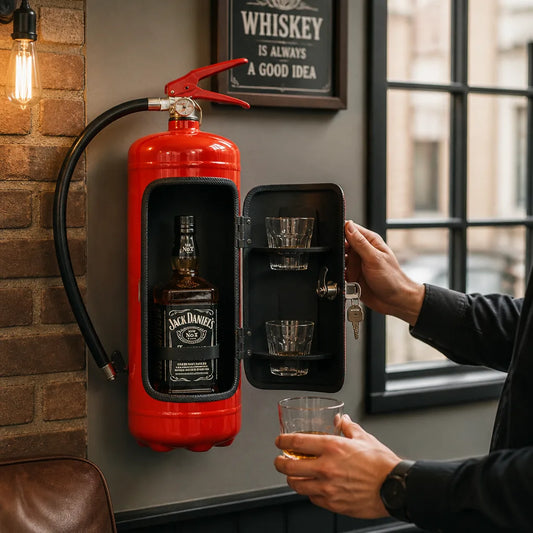 Fire Extinguisher Design Flip-Open Front Hidden Bottle Holder (Holds 1 Bottle)