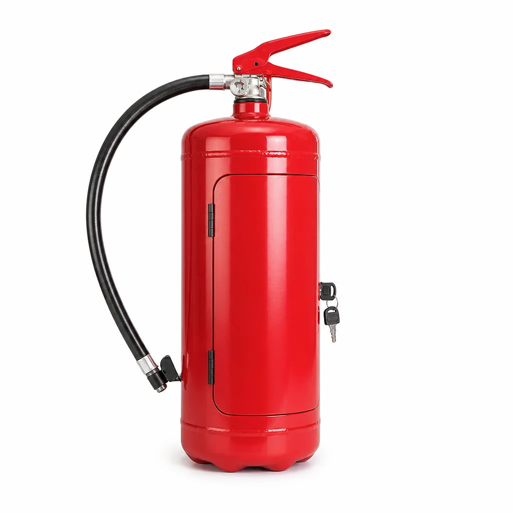 Fire Extinguisher Design Flip-Open Front Hidden Bottle Holder (Holds 1 Bottle)