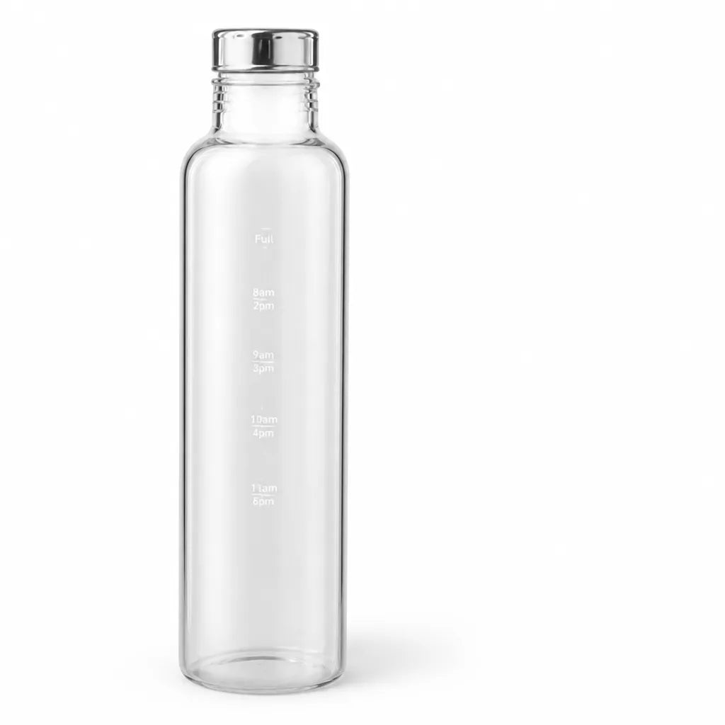 Glass Time-Scale Water Bottle with Leak-Proof Lid