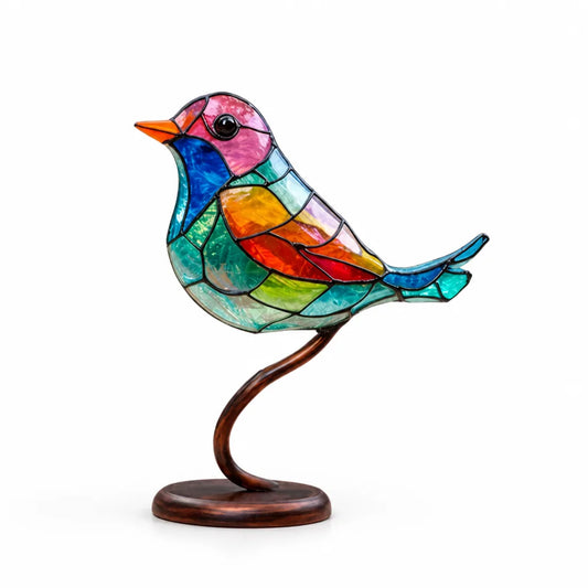 Handcrafted Colored Acrylic Tabletop Bird Figurine