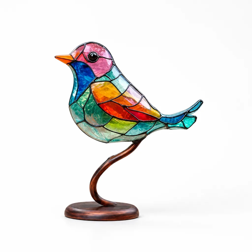Handcrafted Colored Acrylic Tabletop Bird Figurine