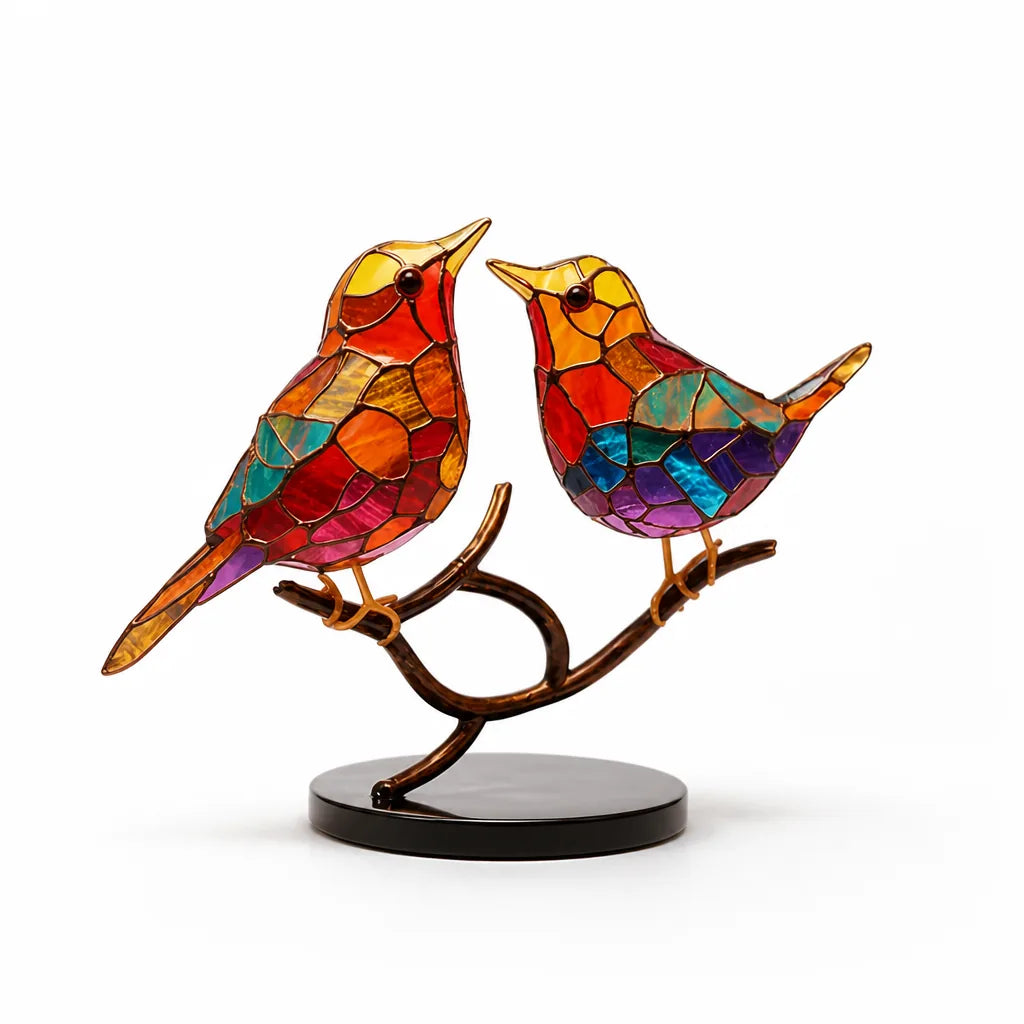 Handcrafted Colored Acrylic Tabletop Bird Figurine