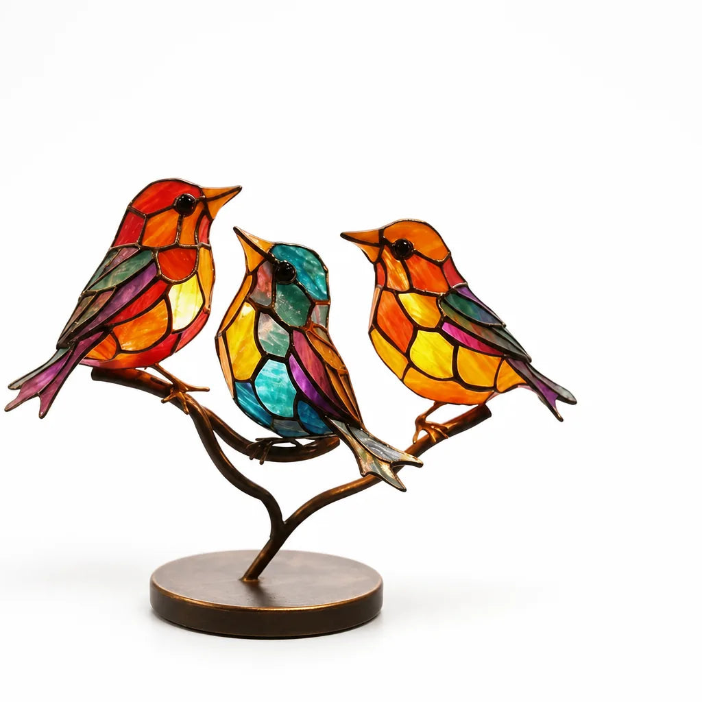 Handcrafted Colored Acrylic Tabletop Bird Figurine