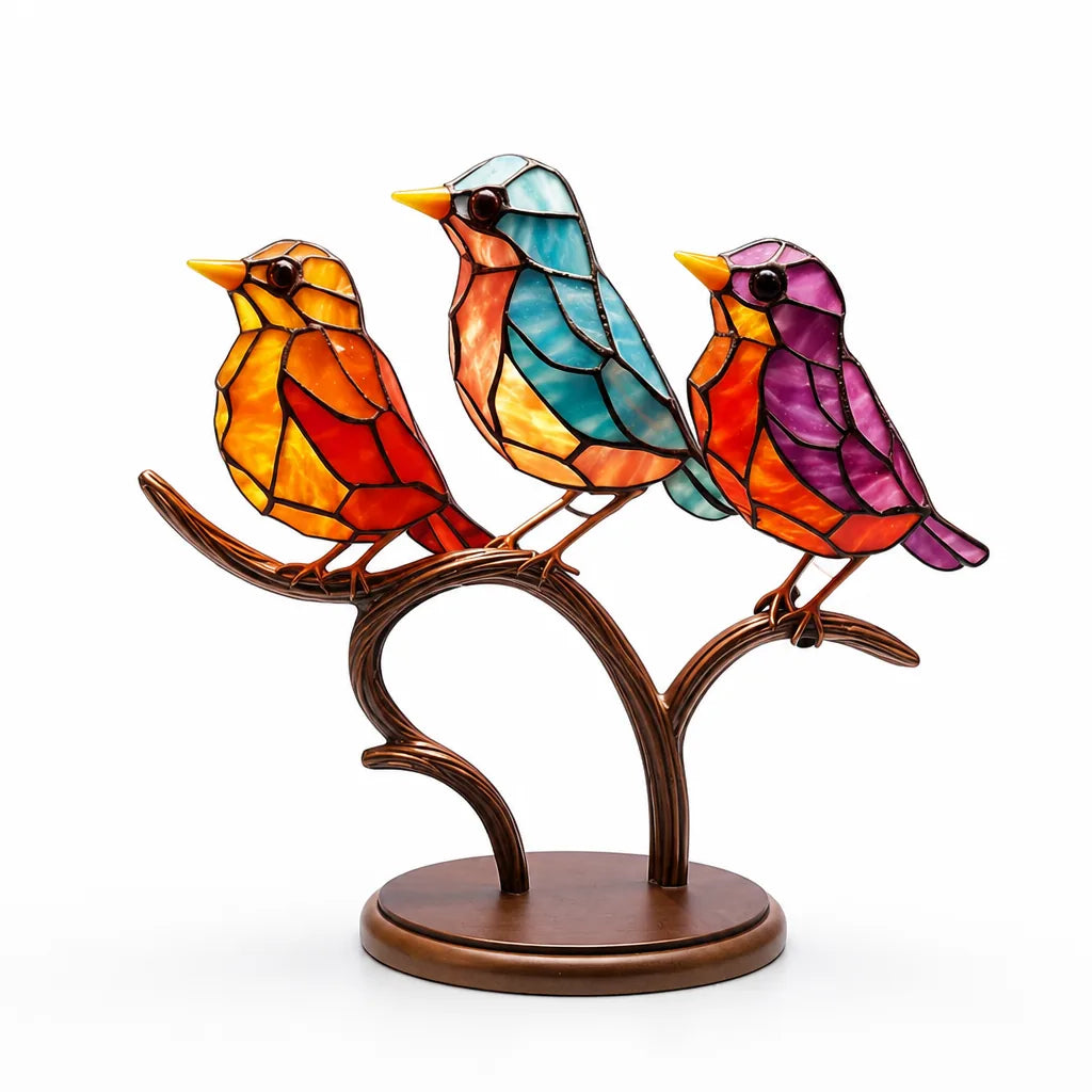 Handcrafted Colored Acrylic Tabletop Bird Figurine