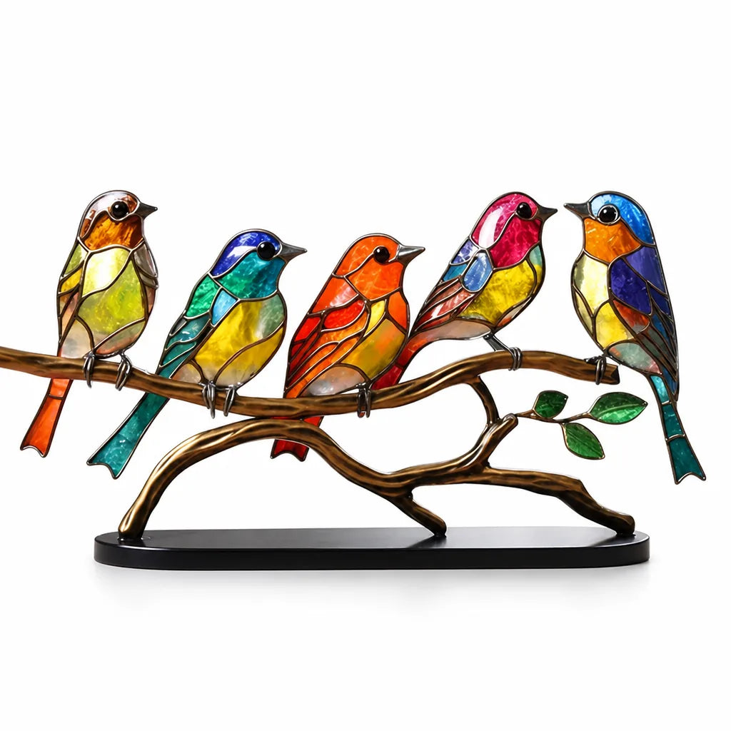 Handcrafted Colored Acrylic Tabletop Bird Figurine