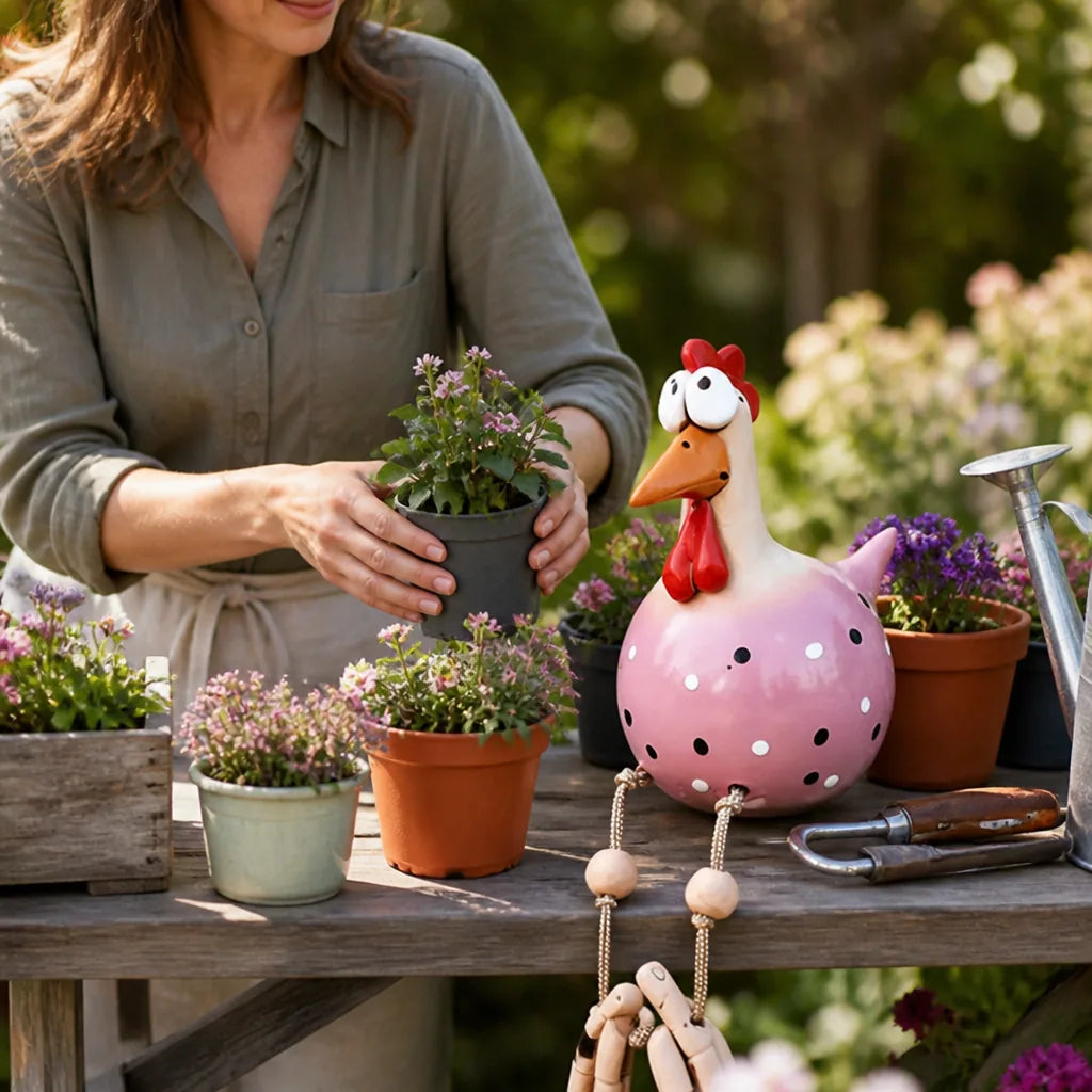 Large Big-Eyed Weatherproof Garden Chicken Statue