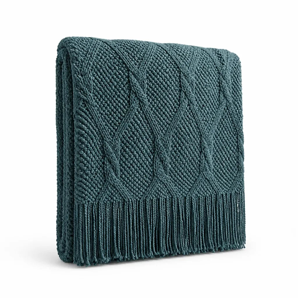 Nordic Cable Knit Throw Blanket