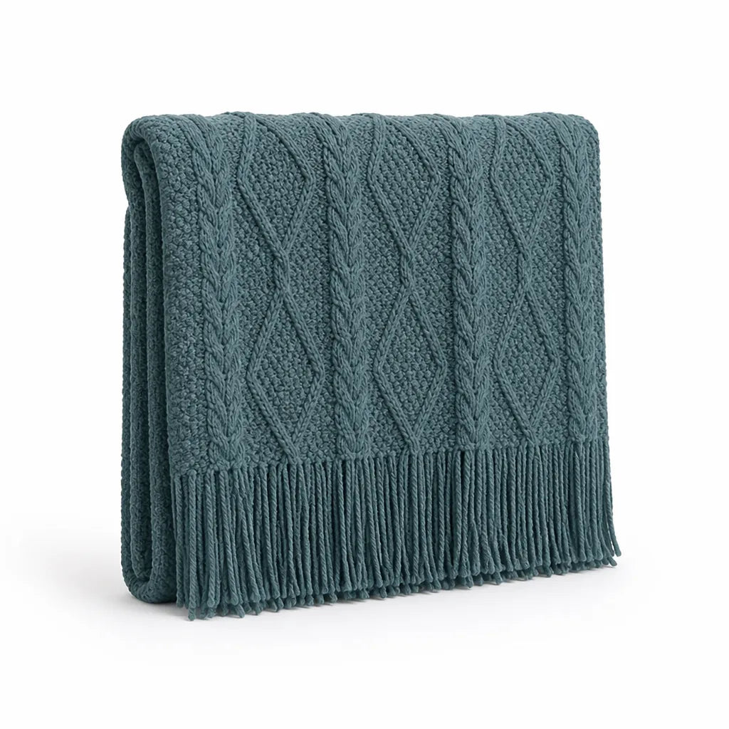 Nordic Cable Knit Throw Blanket