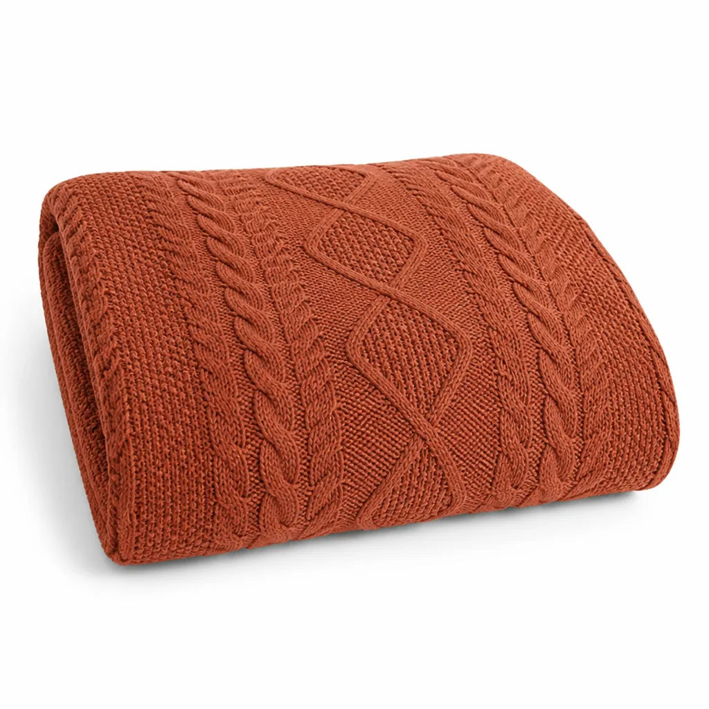 Nordic Cable Knit Throw Blanket