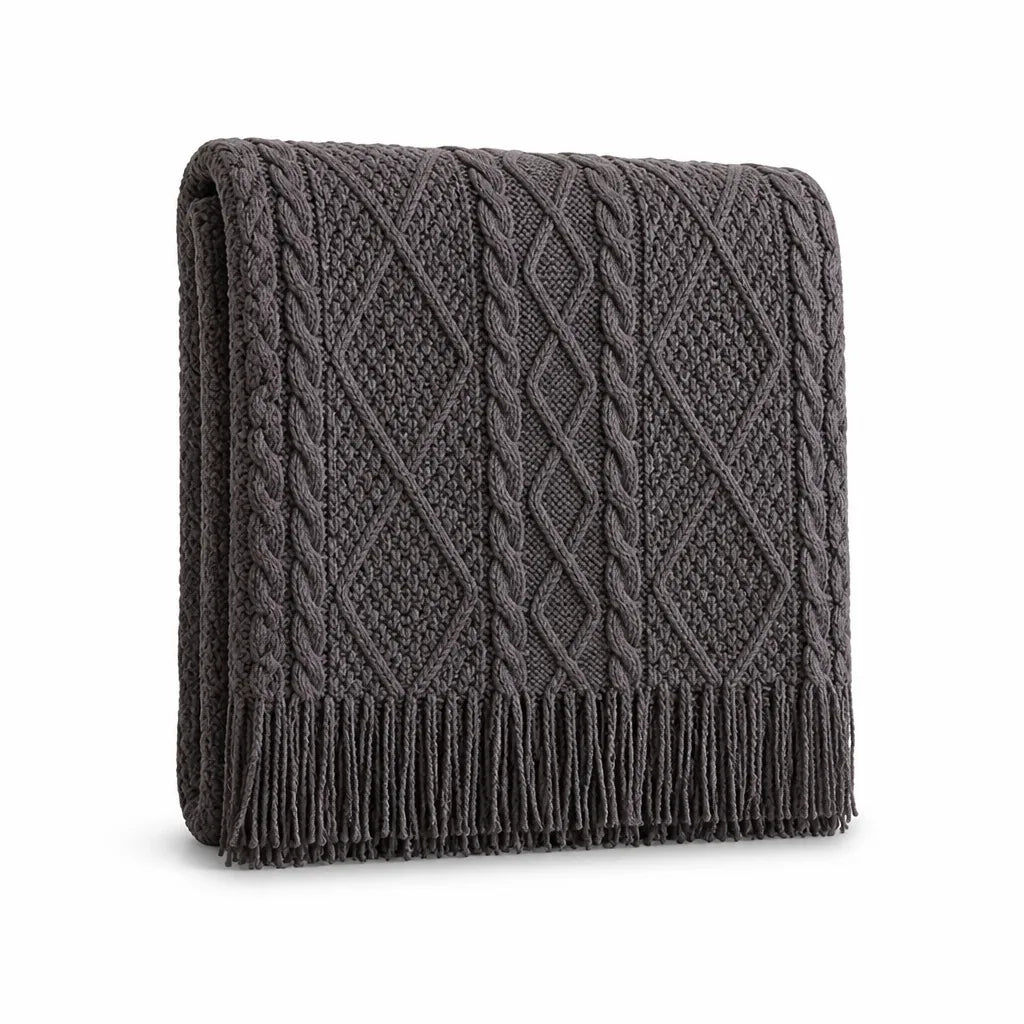 Nordic Cable Knit Throw Blanket