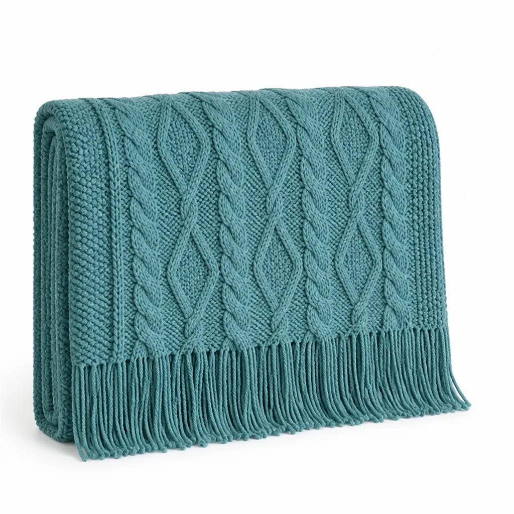 Nordic Cable Knit Throw Blanket