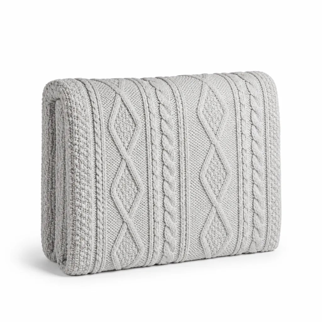 Nordic Cable Knit Throw Blanket