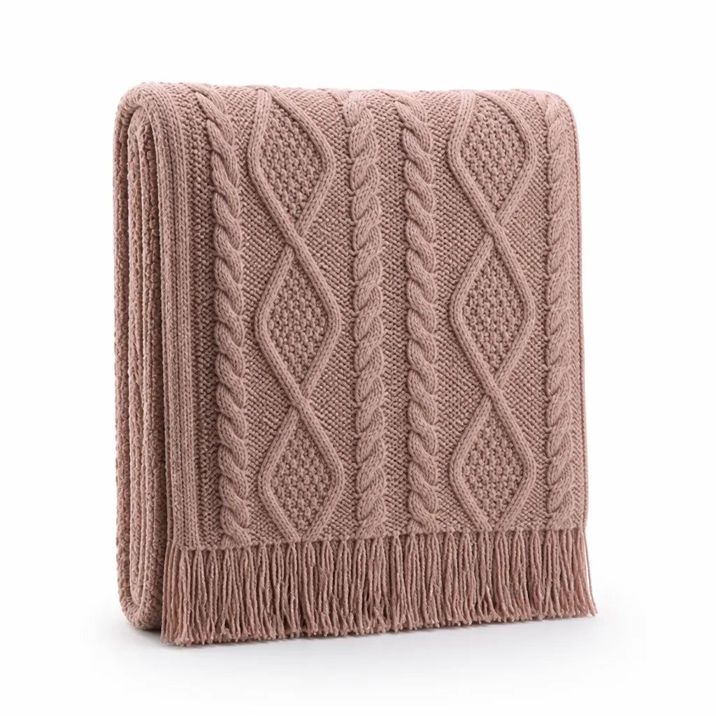Nordic Cable Knit Throw Blanket