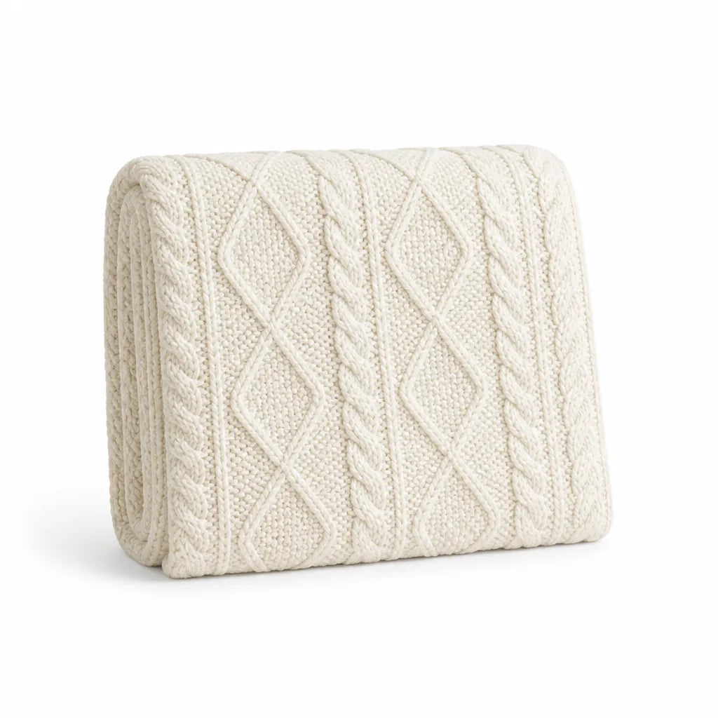 Nordic Cable Knit Throw Blanket