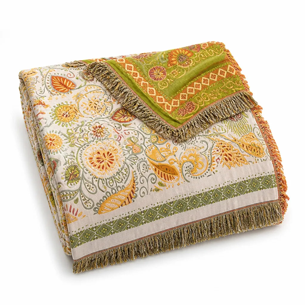 Reversible Boho Floral Cotton Gauze Blanket