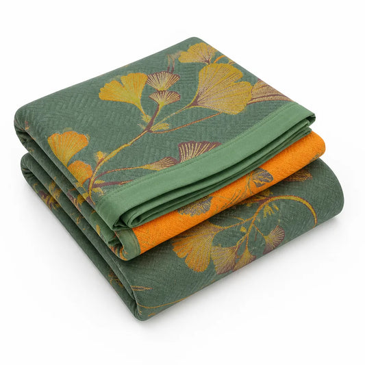 Reversible Cotton Jacquard Ginkgo Pattern Quilt
