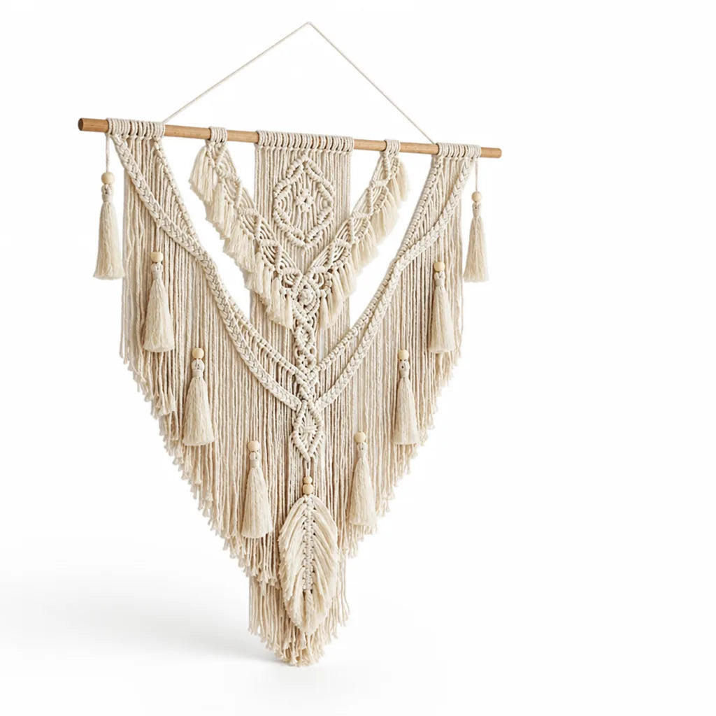 Scandinavian Boho Hand-Knotted Macramé Wall Hanging (75 x 95 cm)