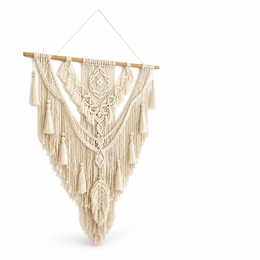 Scandinavian Boho Hand-Knotted Macramé Wall Hanging (75 x 95 cm)