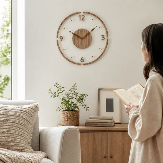 Scandinavian Solid Wood Wall Clock (35.5 cm)