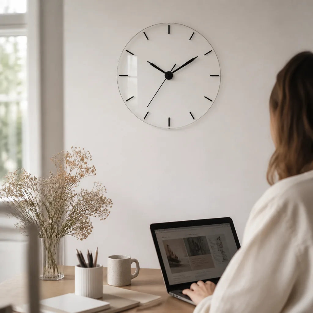 Transparent Minimalist Wall Clock (30-Cm Square)