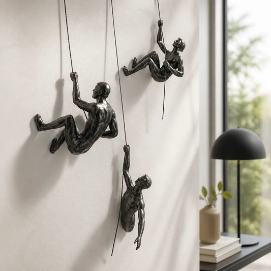Wall-Mounted Climbing Figurines Wall Sculpture