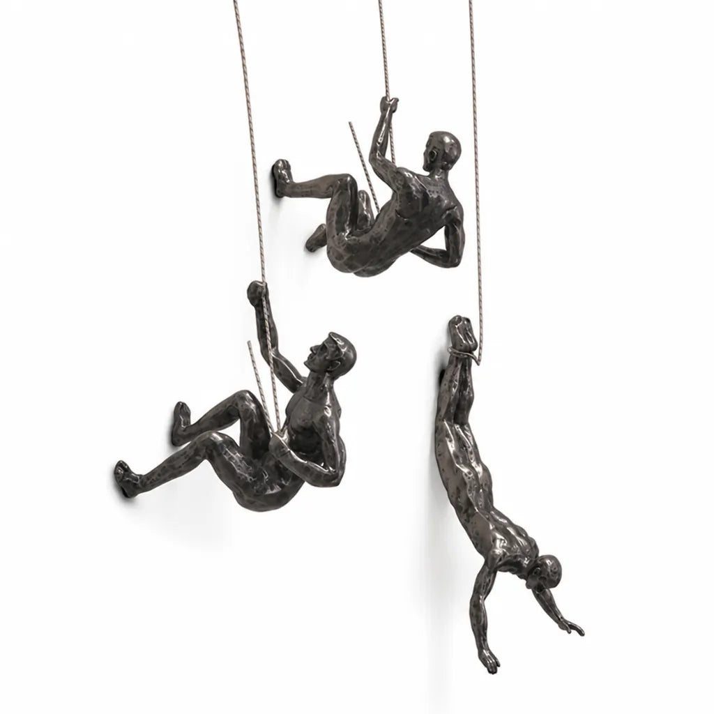 Wall-Mounted Climbing Figurines Wall Sculpture