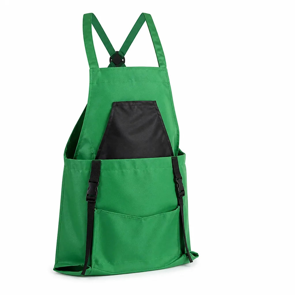 Waterproof Gardening Apron with Cross-Back Straps and Kangaroo Pocket
